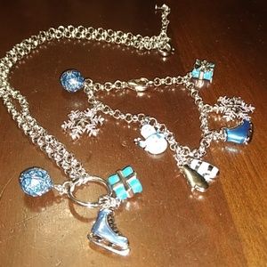 Sterling Silver Charm Bracelet, and Necklace Set.